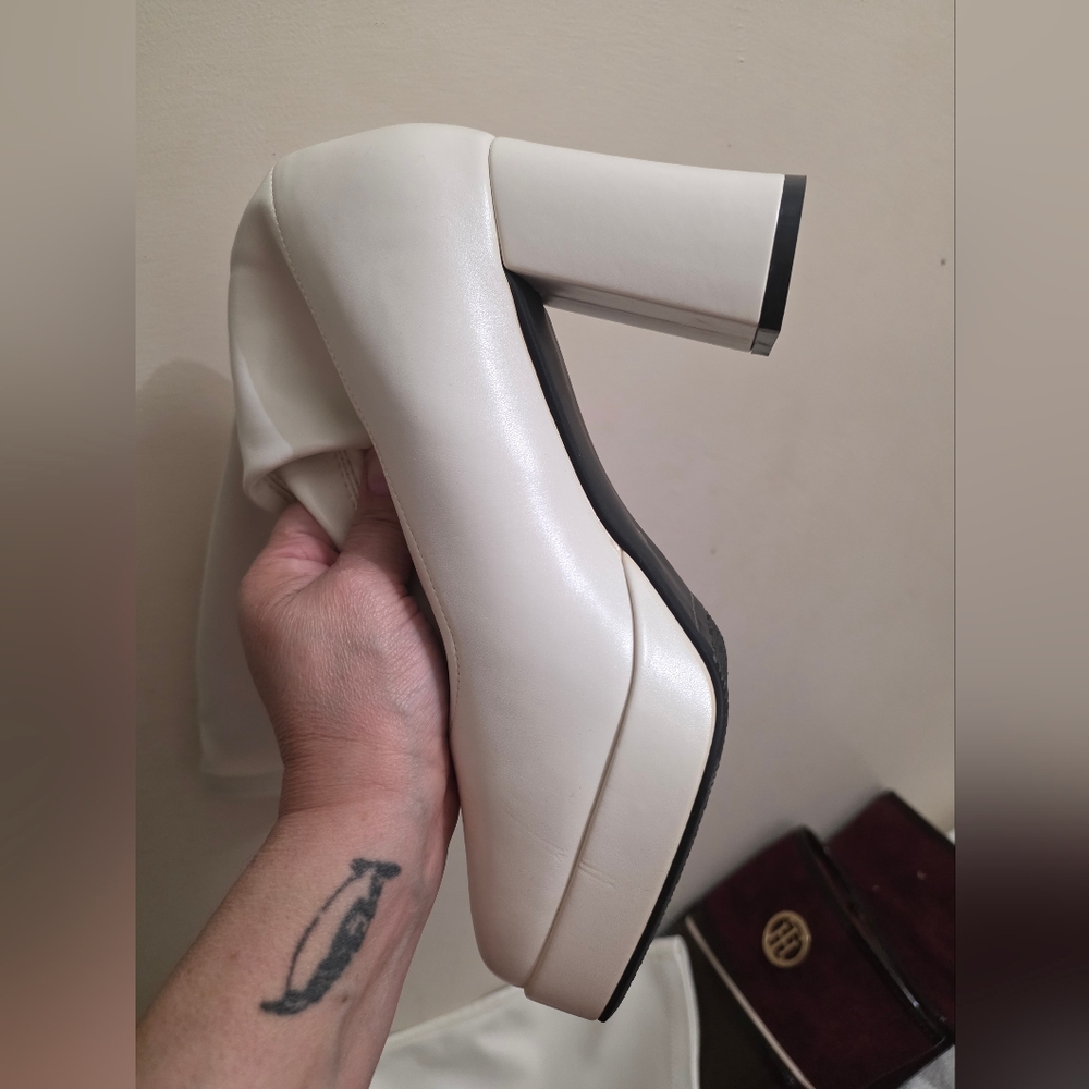 Elegant Ivory Block Heel Pumps for Women